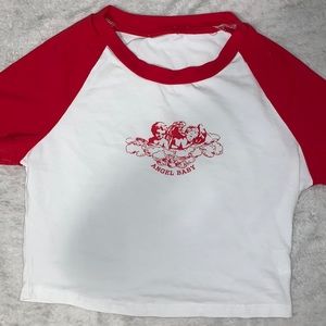 White and red Angel crop top Y2K/Streetwear style